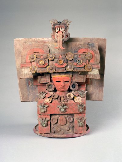 Queimador de Incenso (incensario) Tampa, México, 200-650 (louça de barro com pintura deslizante policromada) de Teotihuacan